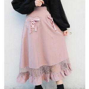 Rojita Heart Lace Panel Skirt [Pink]